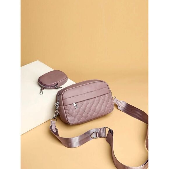 Quilted Crossbody Bags for Women Wide Strap Rectangle Shoulder Bags - Picture 1 of 7